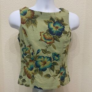 Express Campagnie Internationale  Medium Linen Cotton Full Zip Back Top Blouse